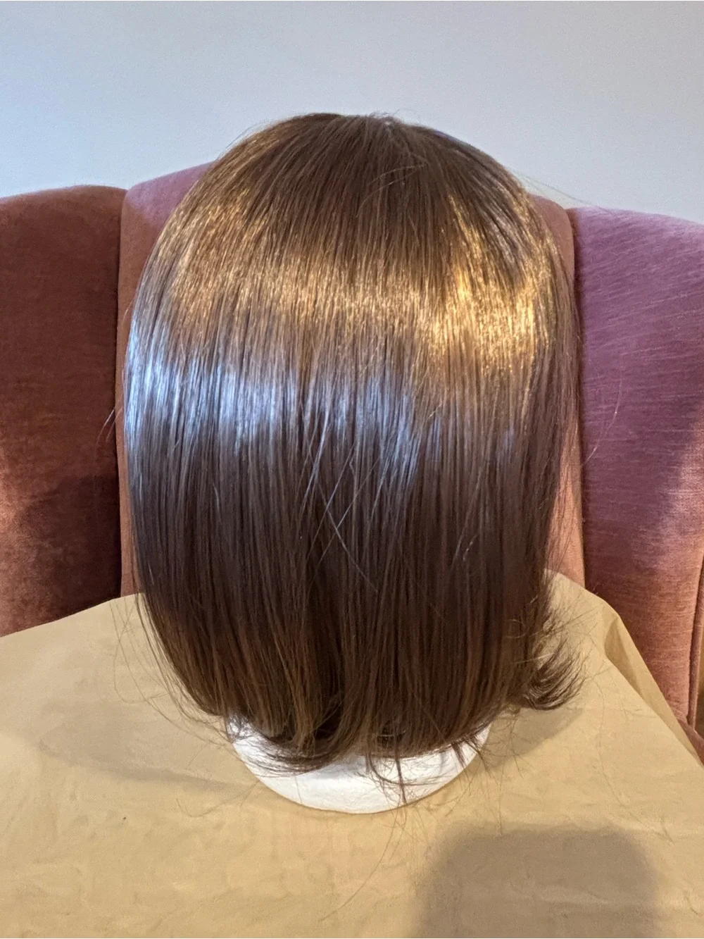 Brown Layered Synthetic Wig with Center Part - Unbranded
